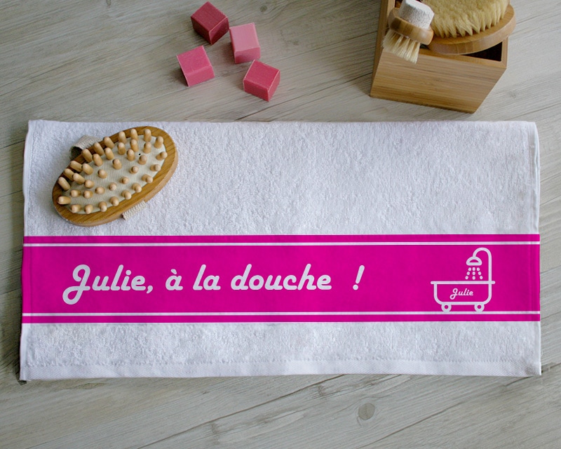 Serviette de bain Personnalisable - À la douche - Rose