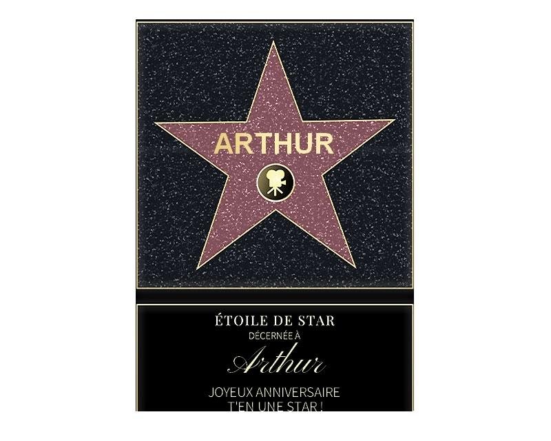 Affiche etoile de star personnalisée pour un Arthur