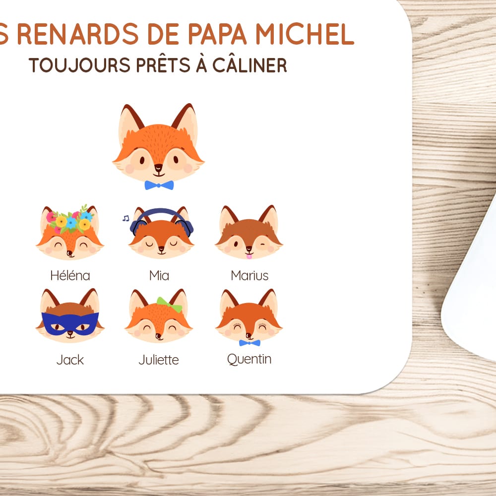 Tapis de souris personnalisé - Papa Renard et sa meute