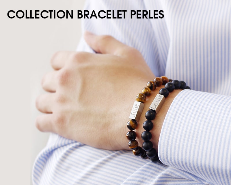 Bracelet pour homme Personnalisable - Perles Oeil de tigre