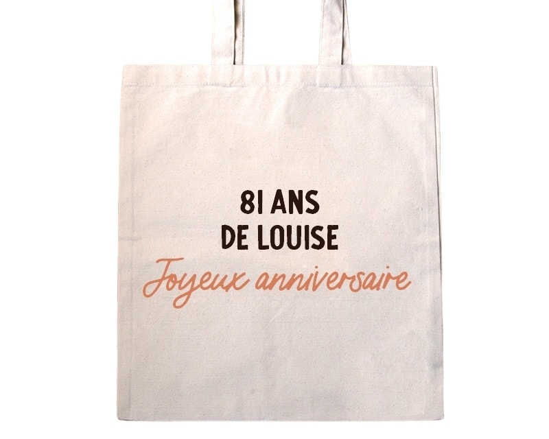 Tote bag avec message femme 81 ans