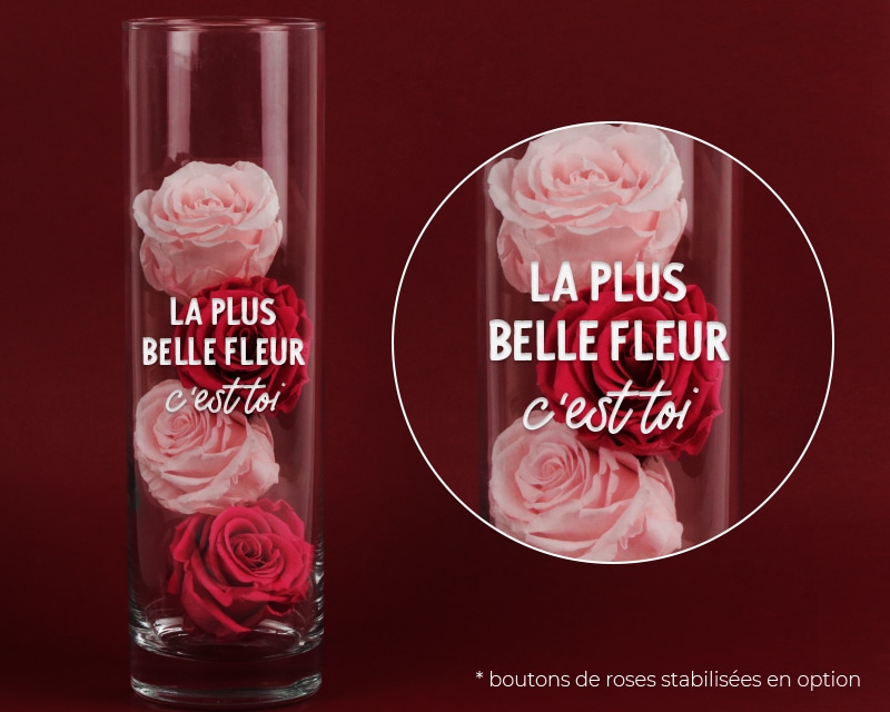 Vase cylindrique personnalisé pour une Juliette