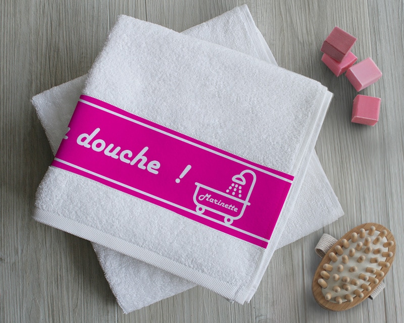 Serviette de bain Personnalisable - À la douche - Rose