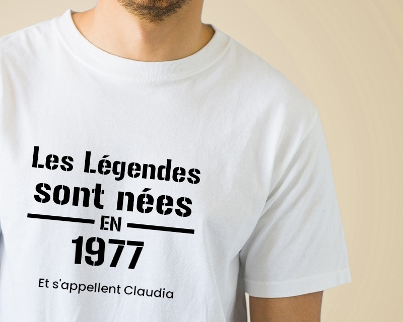 Tee shirt personnalisé homme - Les Légendes sont nées en 1977