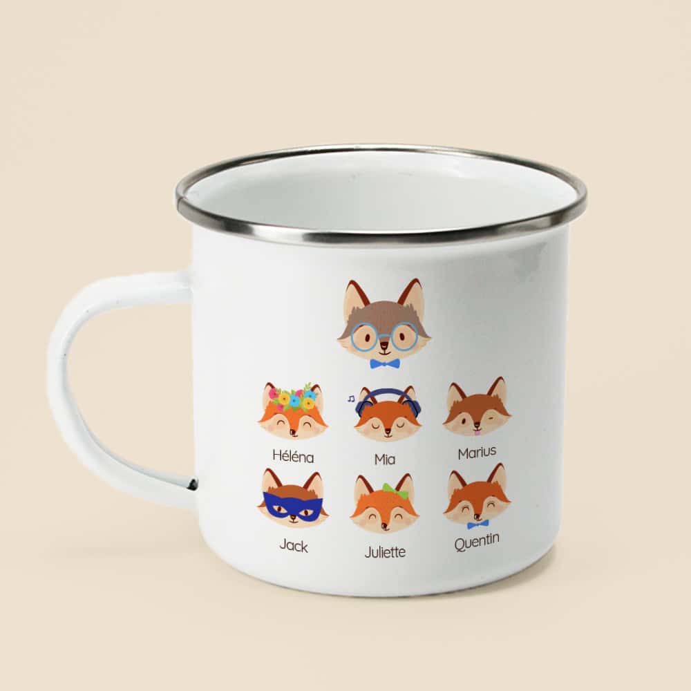 Mug personnalisé émaillé - Papi Renard et sa meute