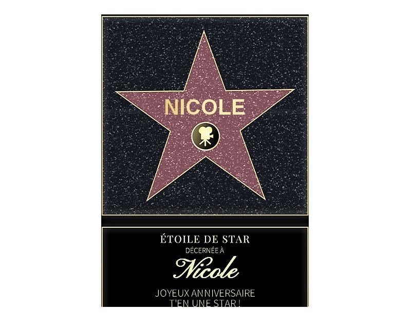 Affiche etoile de star personnalisée pour une Nicole