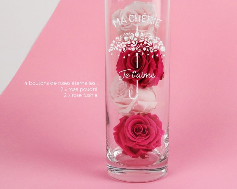 Vase cylindrique je t'aime maman 22 ans