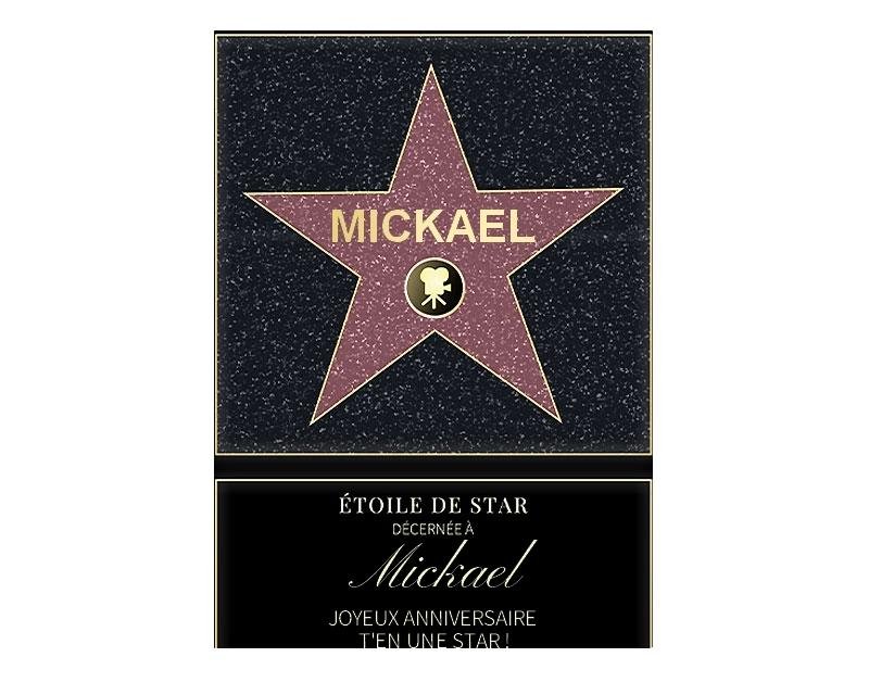 Affiche etoile de star personnalisée pour un Mickael