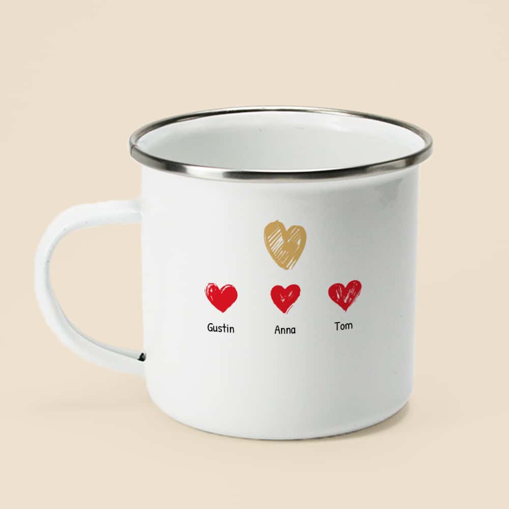 Mug personnalisé émaillé - Papa et ses petits coeurs