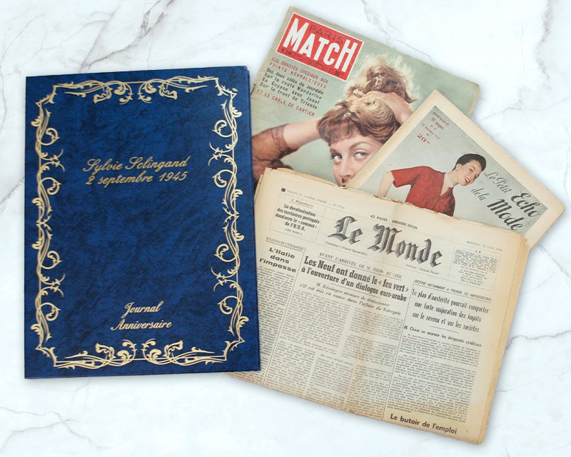 Authentique journal de naissance - Cadeau femme 96 ans