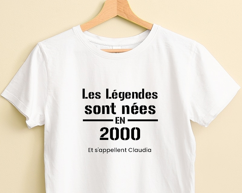 Tee shirt personnalisé femme - Les Légendes sont nées en 2000