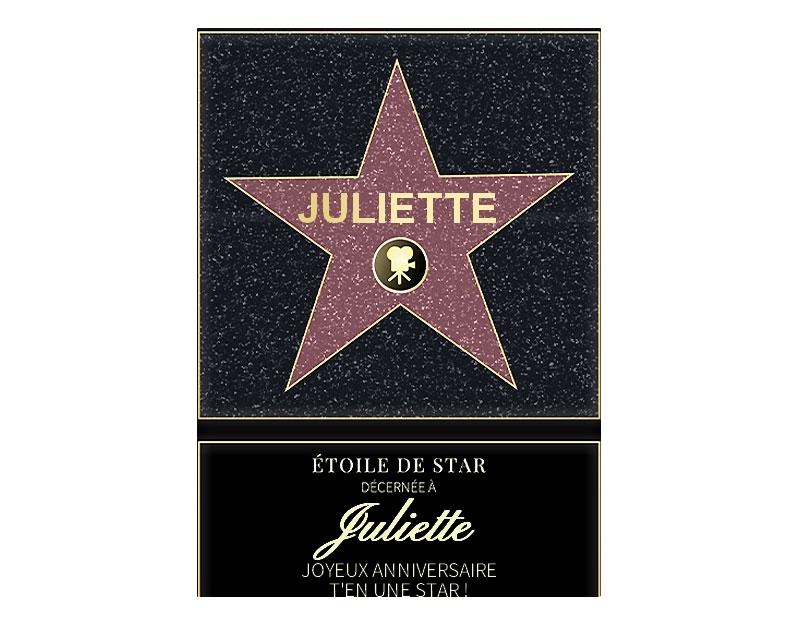 Affiche etoile de star personnalisée pour une Juliette