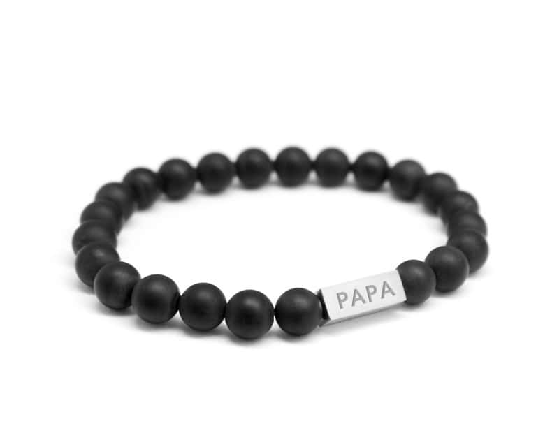 Bracelet pour homme personnalisable - perles Agates noires mates