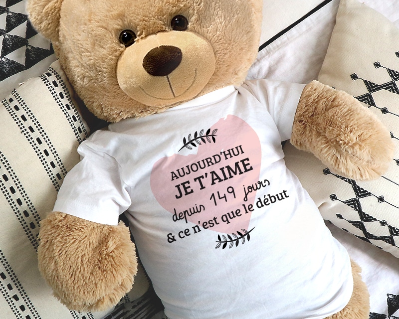 Ours en peluche géant personnalisable - Aujourd'hui je t'aime depuis... jours