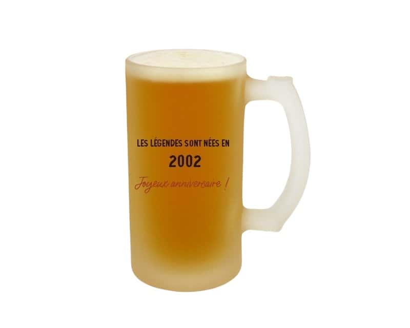 Verre à bière chope message générique année 2002