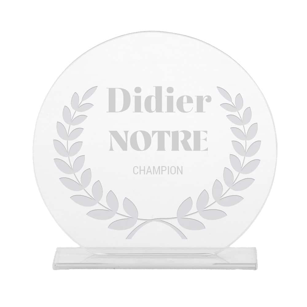 Trophée en verre personnalisé pour un Didier