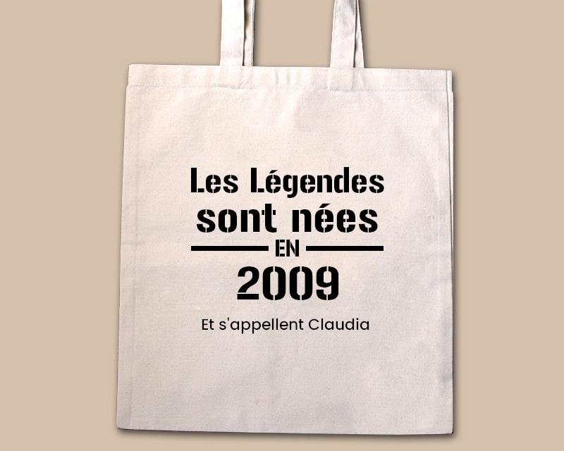 Tote bag personnalisé - Les Légendes sont nées en 2009