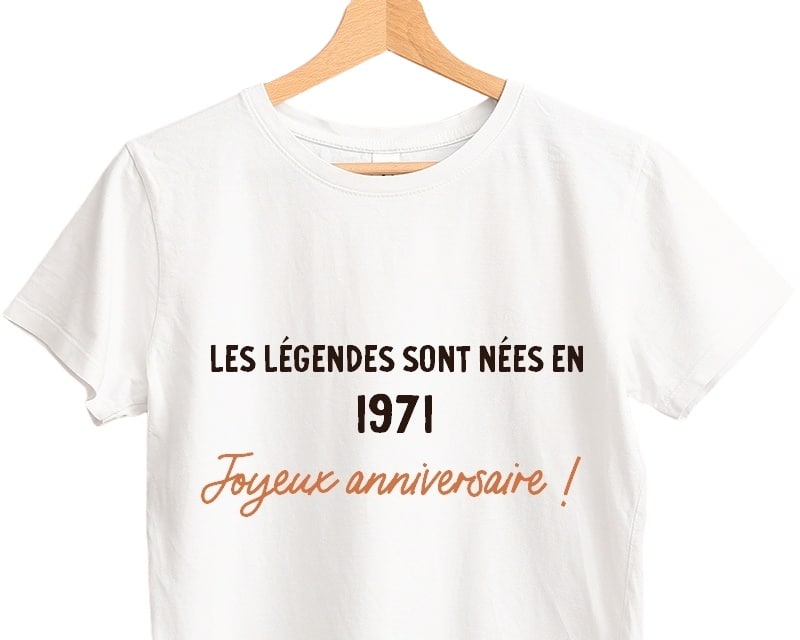 T-shirt blanc femme message générique femme née en 1971