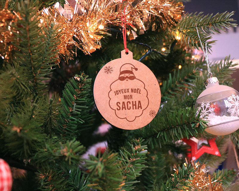 Lot de deux Boules de Noël personnalisées en bois - Mon premier Noël