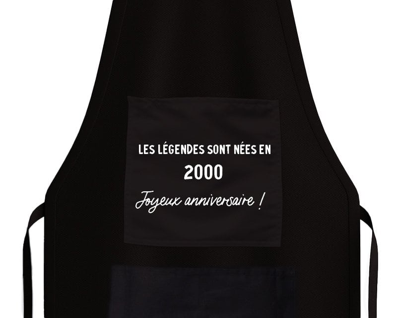 tablier noir message générique homme né en 2000