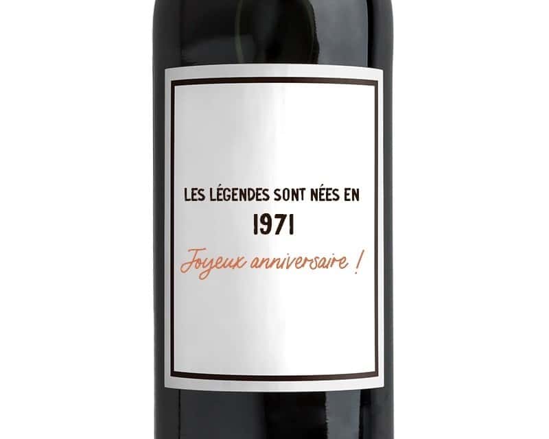 Bouteille de vin rouge message générique année 1971