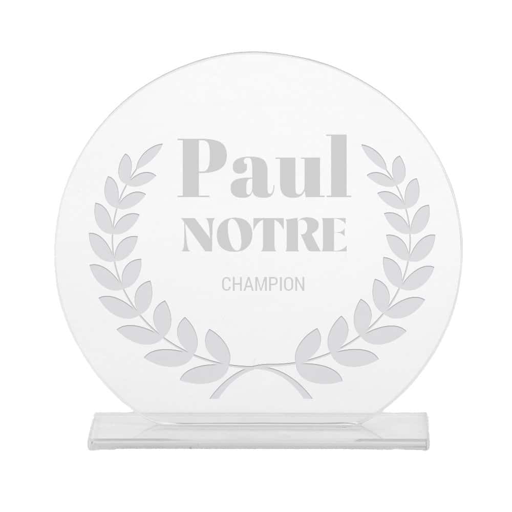 Trophée en verre personnalisé pour un Paul