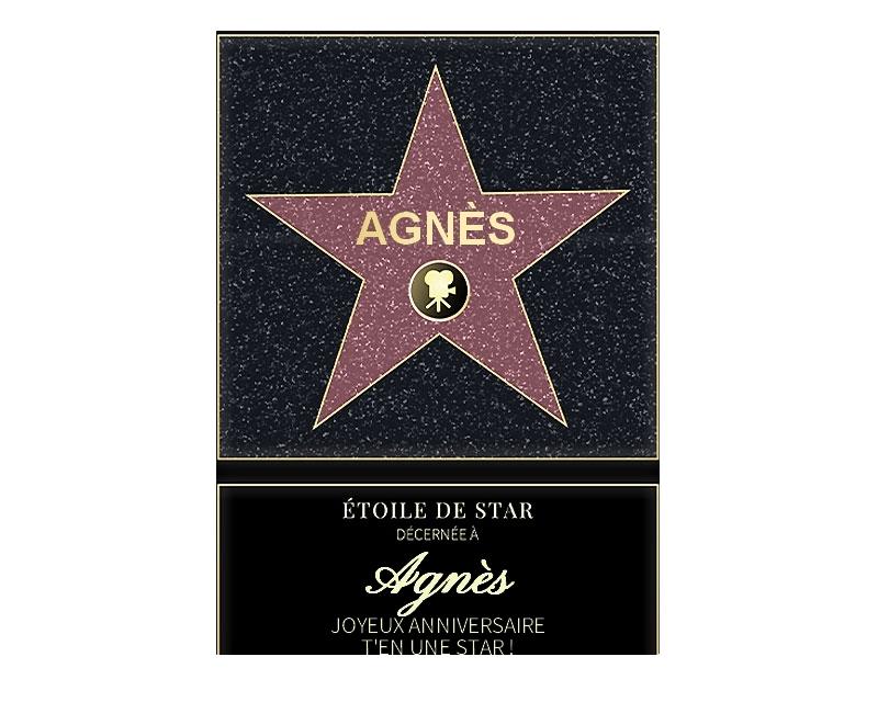 Affiche etoile de star personnalisée pour une Agnès