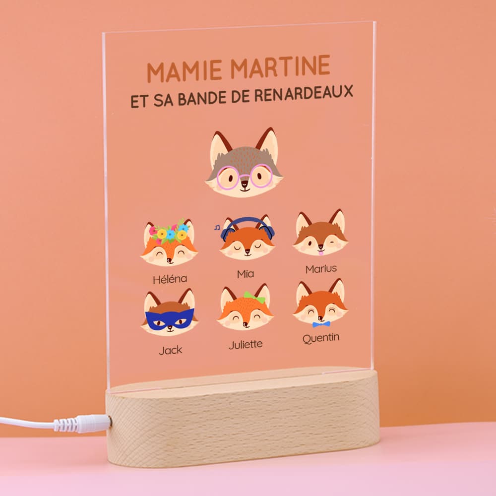 Lampe 3D personnalisée - Mamie Renard et sa meute