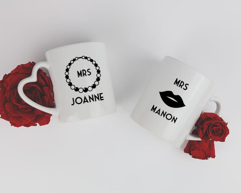 Duo de mugs personnalisés prénoms couple - Mrs & Mrs