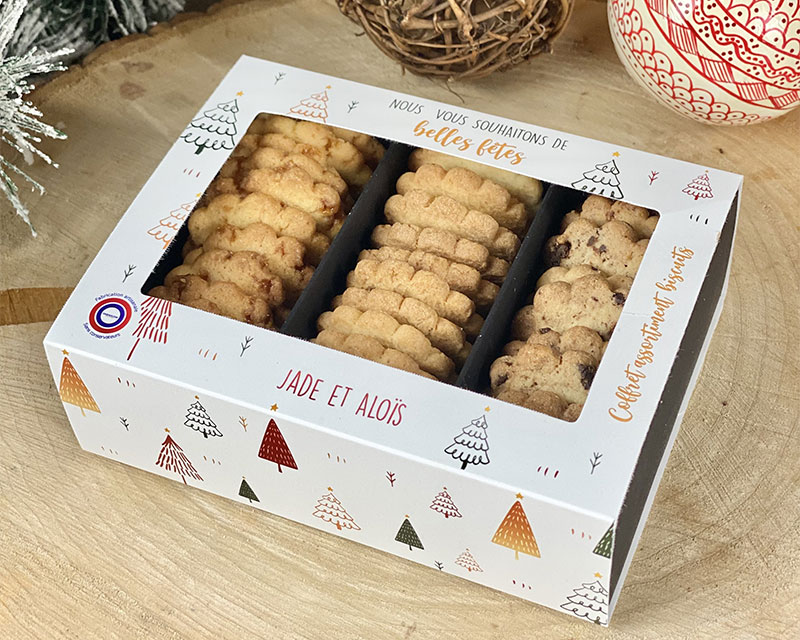 Coffret biscuits Personnalisable - Aux 3 saveurs - Noël