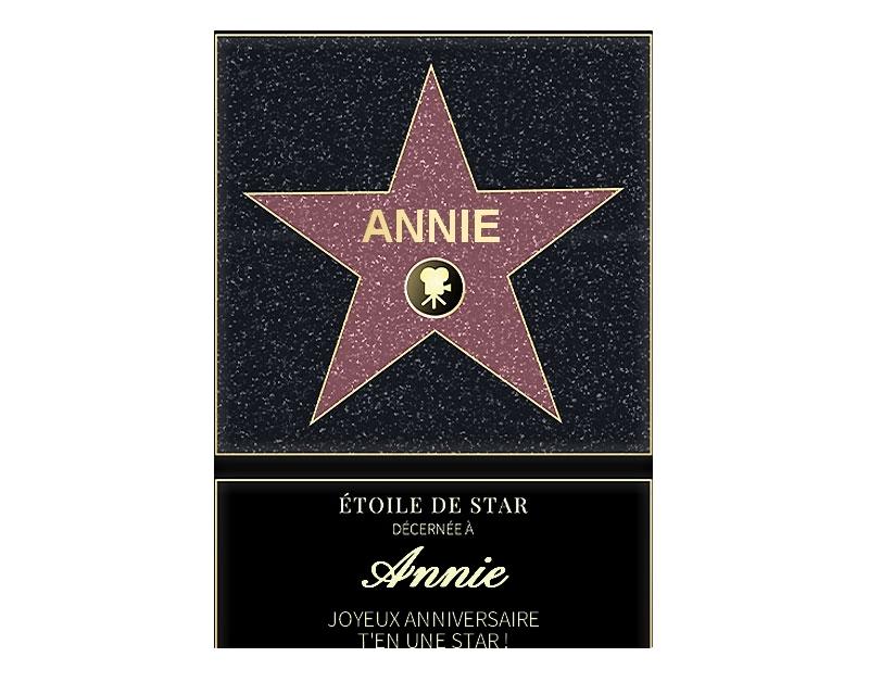 Affiche etoile de star personnalisée pour une Annie