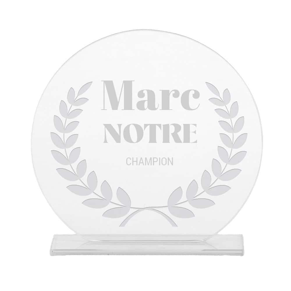 Trophée en verre personnalisé pour un Marc