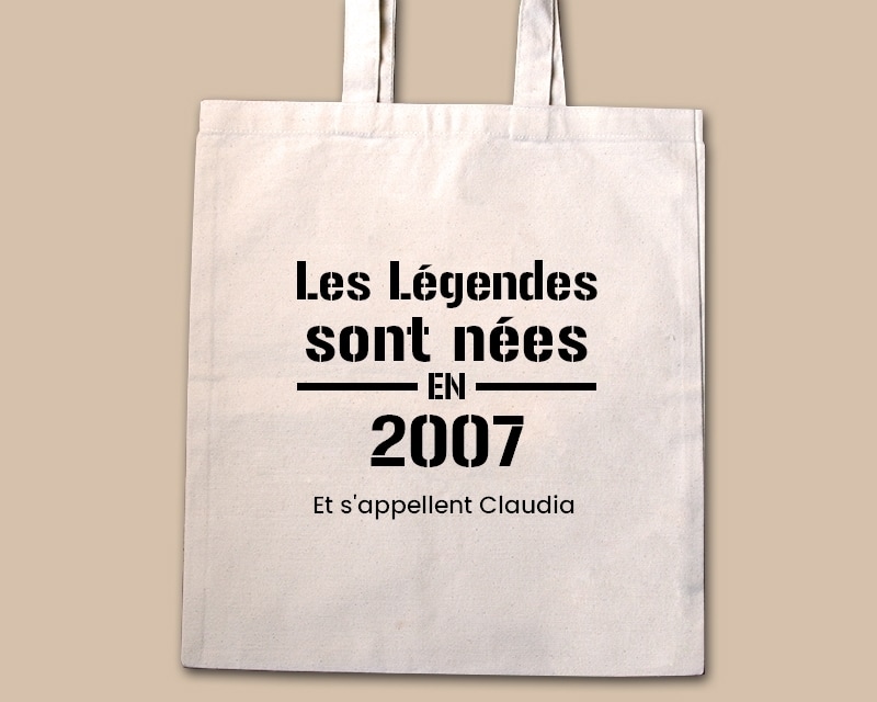 Tote bag personnalisé - Les Légendes sont nées en 2007