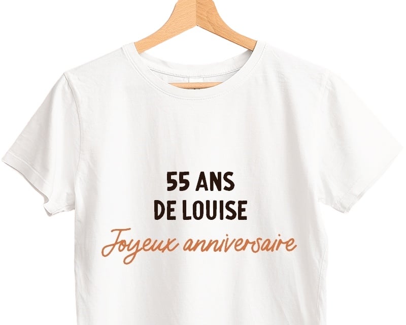 T-shirt blanc avec message femme 55 ans