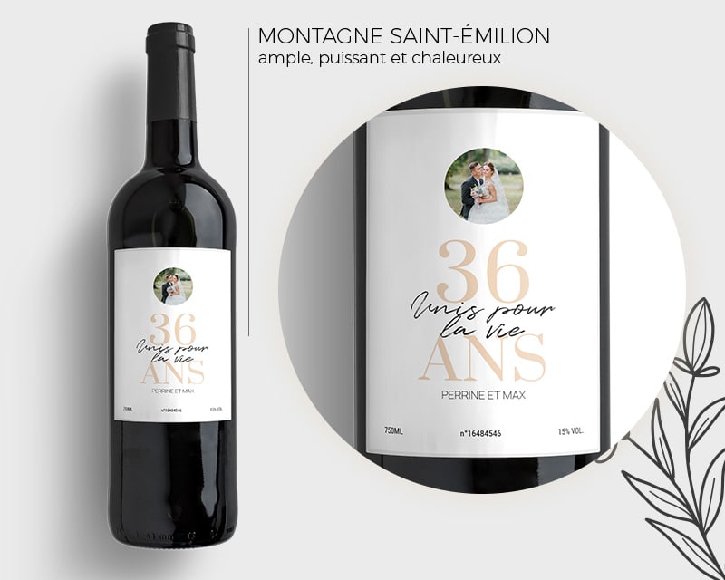 Bouteille de vin personnalisée anniversaire de mariage - Noces de Mousseline