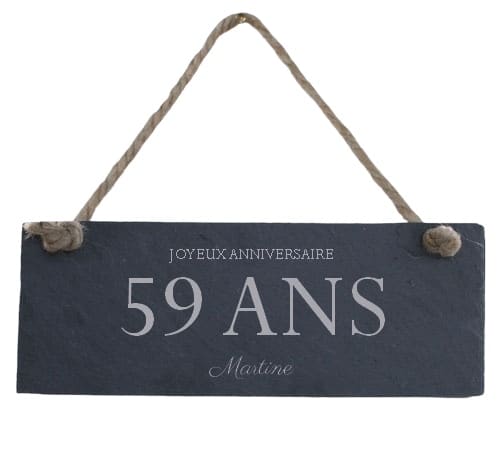 Plaque de porte en ardoise femme 59 ans