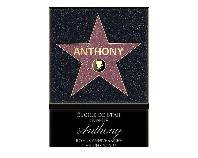 Affiche etoile de star personnalisée pour un Anthony