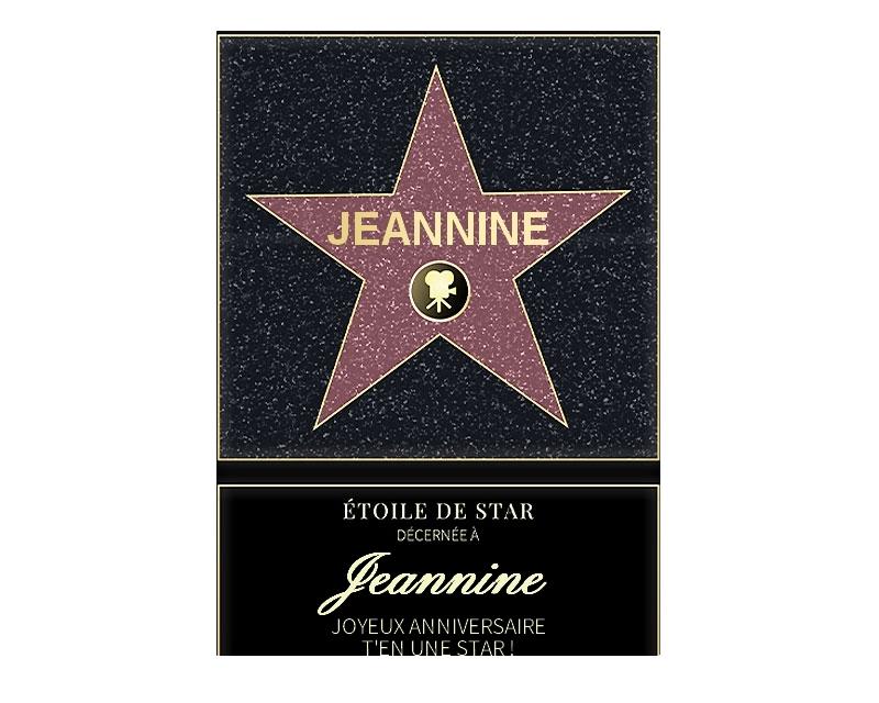 Affiche etoile de star personnalisée pour une Jeannine