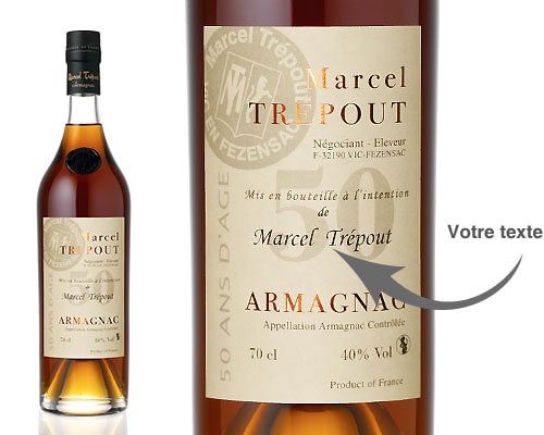 Bouteille d'Armagnac personnalisée 50 ans