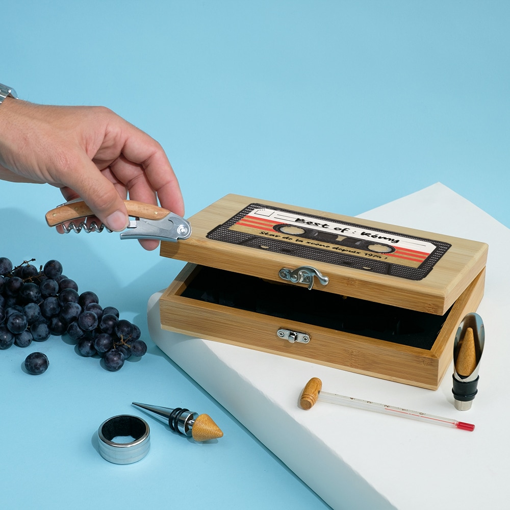 Coffret sommelier personnalisé - Retro K7 audio