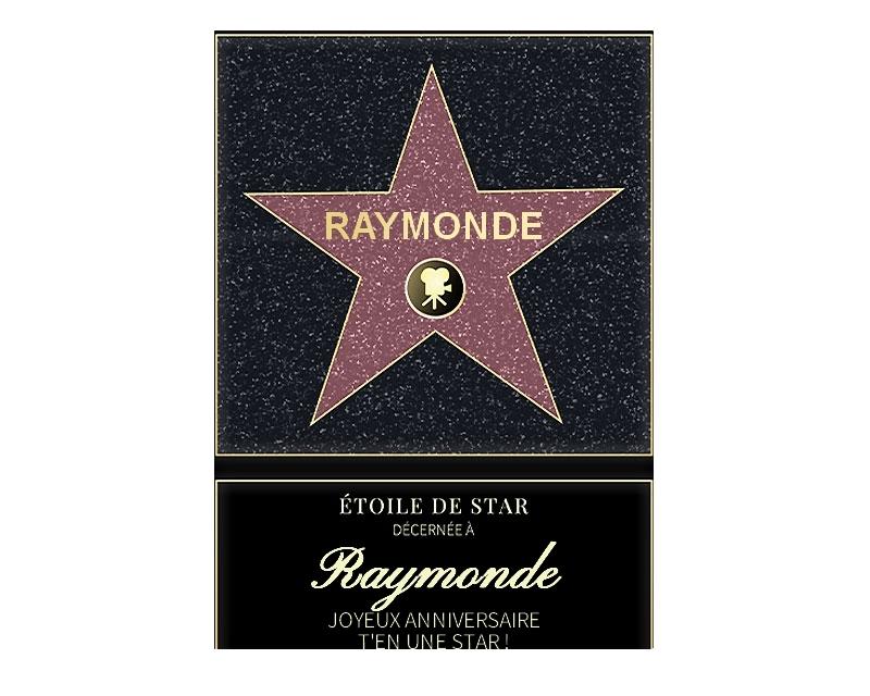 Affiche etoile de star personnalisée pour une Raymonde