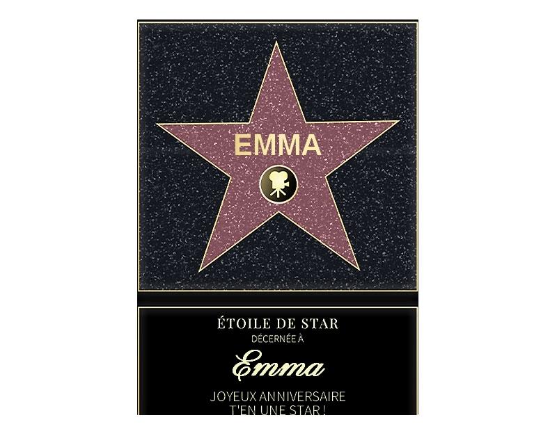 Affiche etoile de star personnalisée pour une Emma