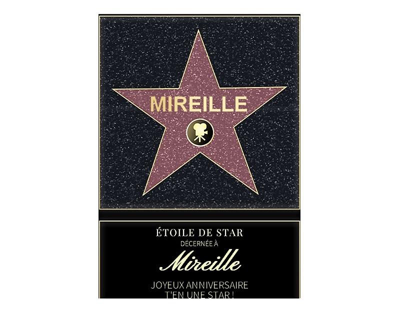 Affiche etoile de star personnalisée pour une Mireille