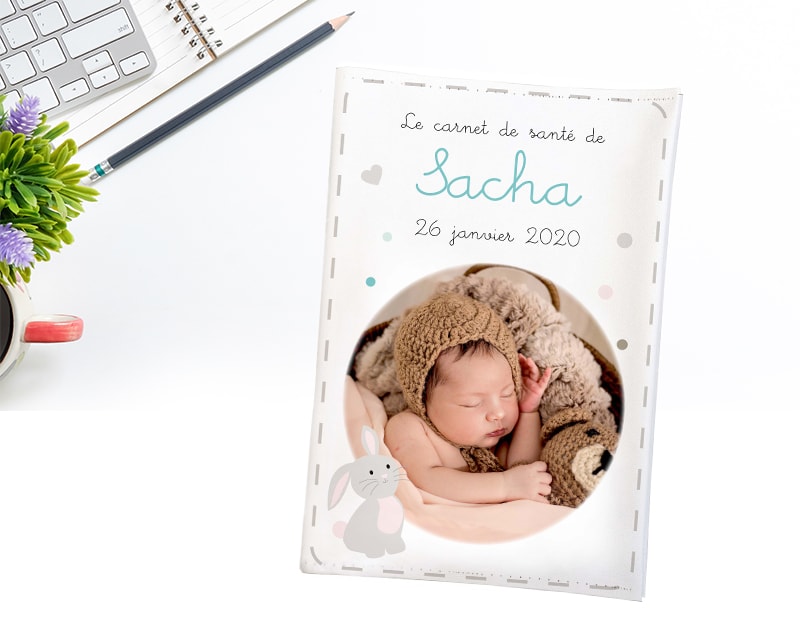 Protège carnet de santé bébé : cadeau naissance cousu à Lyon