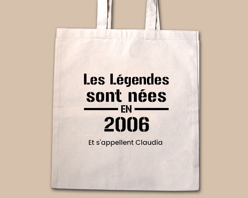 Tote bag personnalisé - Les Légendes sont nées en 2006