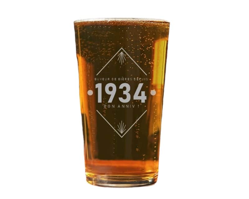 Verre à bière pinte année année 1934