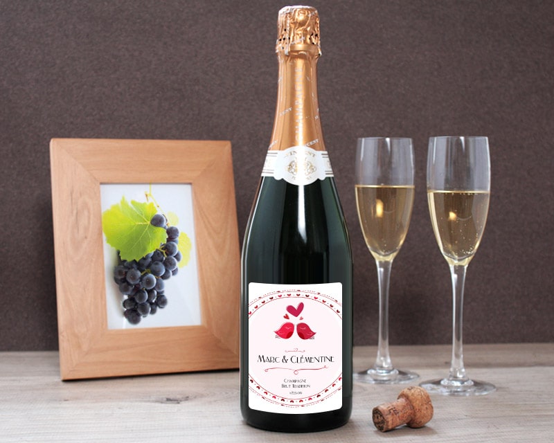 Bouteille de champagne personnalisée - Prénoms couple