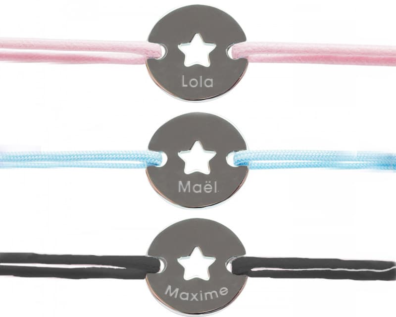 Bracelet Jeton Personnalisable - Etoile argent véritable