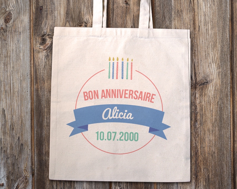 Tote bag personnalisé - Collection bougies d'anniversaire