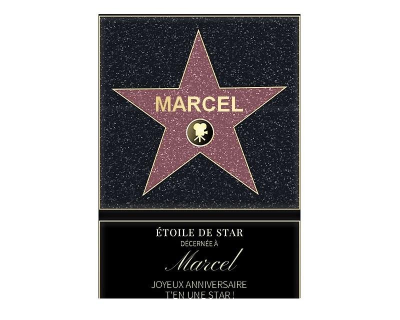 Affiche etoile de star personnalisée pour un Marcel